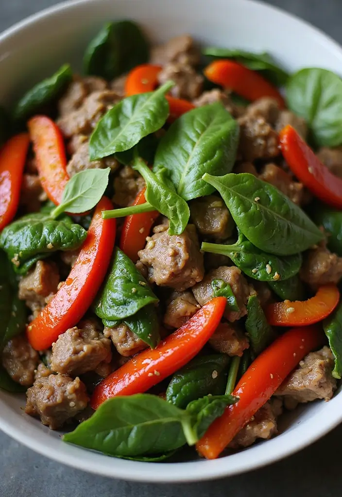 25+ Beef and Peppers Stir Fry Recipes for Quick Weeknight Dinners 97 25+ Beef and Peppers Stir Fry Recipes for Quick Weeknight Dinners - 15. Beef and Pepper Stir Fry with Spinach