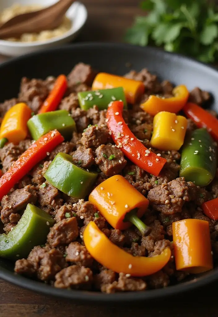 25+ Beef and Peppers Stir Fry Recipes for Quick Weeknight Dinners 55 25+ Beef and Peppers Stir Fry Recipes for Quick Weeknight Dinners - 9. Garlic Sesame Beef and Peppers