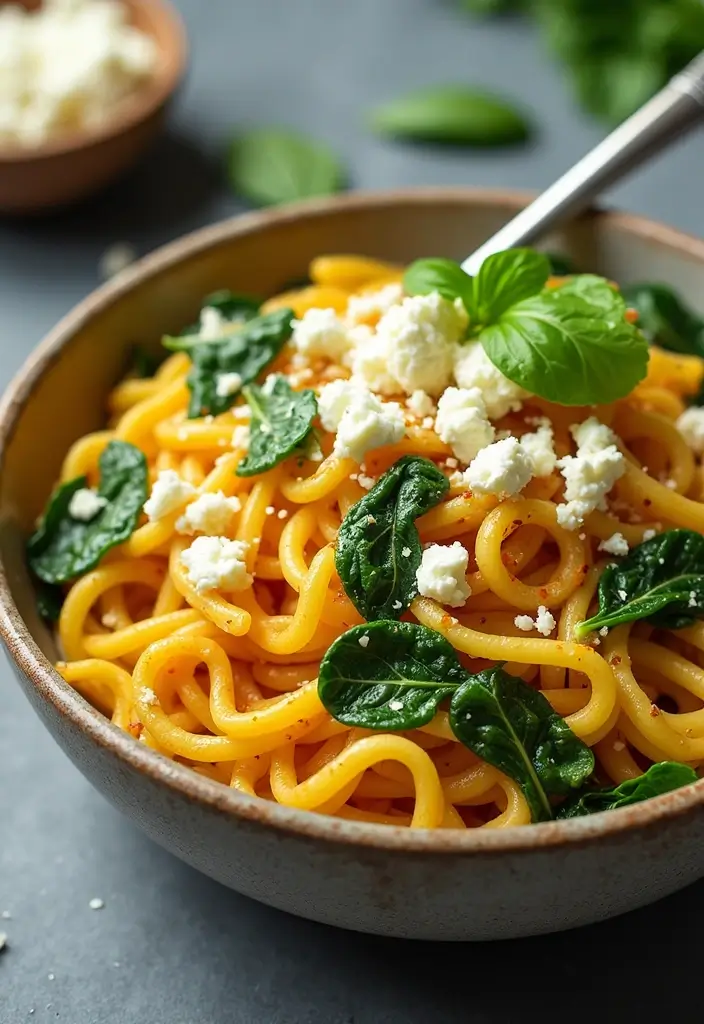 25 Egg Noodle Stir Fry Recipes for Comforting Dinners 125 25 Egg Noodle Stir Fry Recipes for Comforting Dinners - 19. Egg Noodle Stir Fry with Spinach and Feta