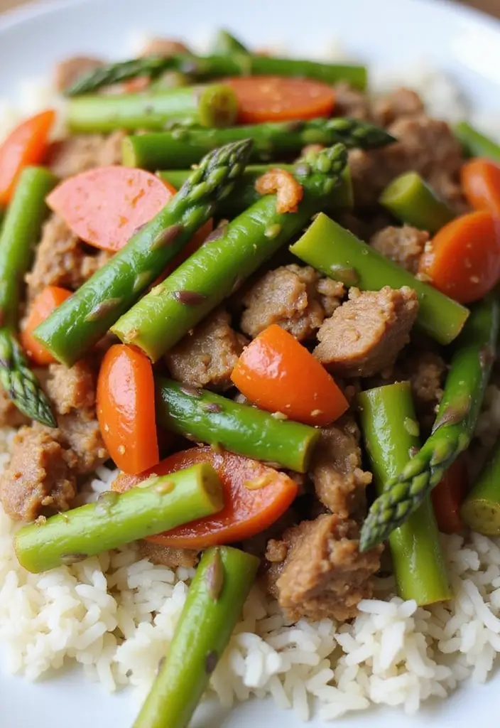 25+ Ground Pork Stir Fry Recipes Full of Umami Flavor 144 25+ Ground Pork Stir Fry Recipes Full of Umami Flavor - 22. Ground Pork with Asparagus Stir Fry