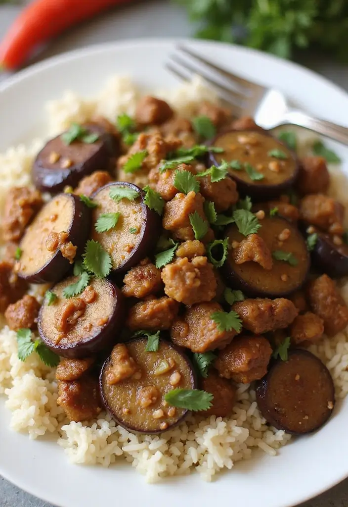 25+ Ground Pork Stir Fry Recipes Full of Umami Flavor 158 25+ Ground Pork Stir Fry Recipes Full of Umami Flavor - 24. Ground Pork with Eggplant Stir Fry