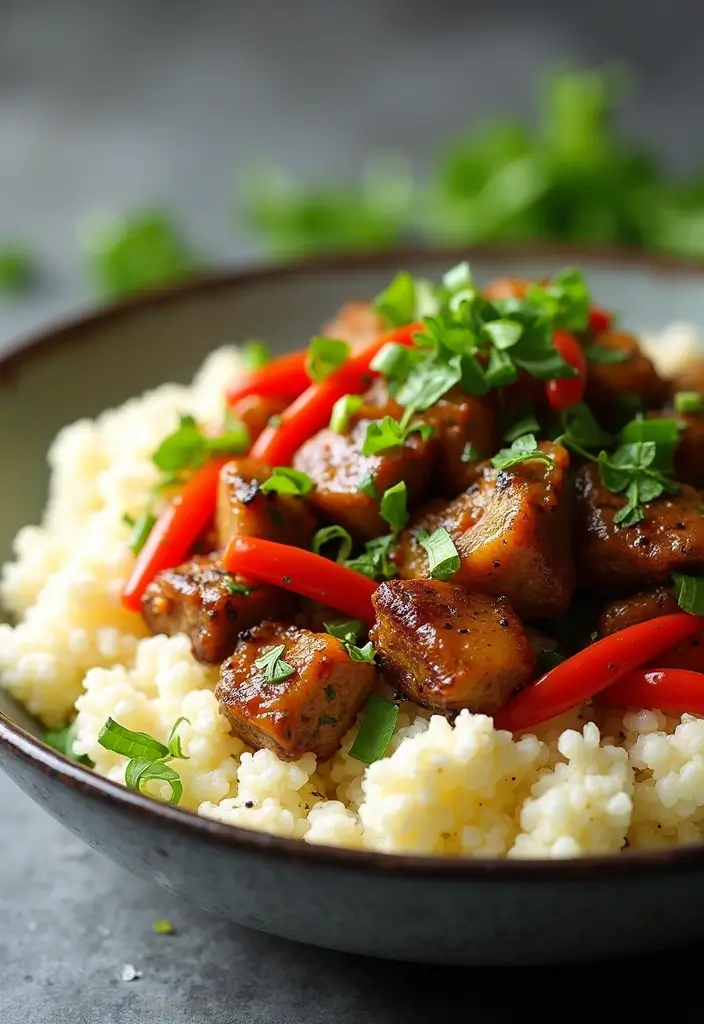 28 Leftover Steak Stir Fry Recipes for Quick Meals - 16. Steak Stir Fry with Cauliflower Rice