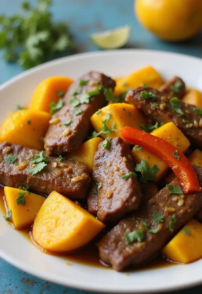 28 Leftover Steak Stir Fry Recipes for Quick Meals - 17. Mango Steak Stir Fry