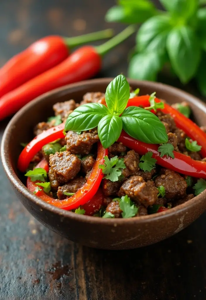 28 Leftover Steak Stir Fry Recipes for Quick Meals - 9. Thai Basil Beef Stir Fry