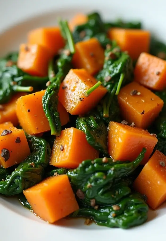 28 Nutritious and Easy Stir Fry Recipes for a Balanced Diet - 26. Sweet Potato and Spinach Stir Fry