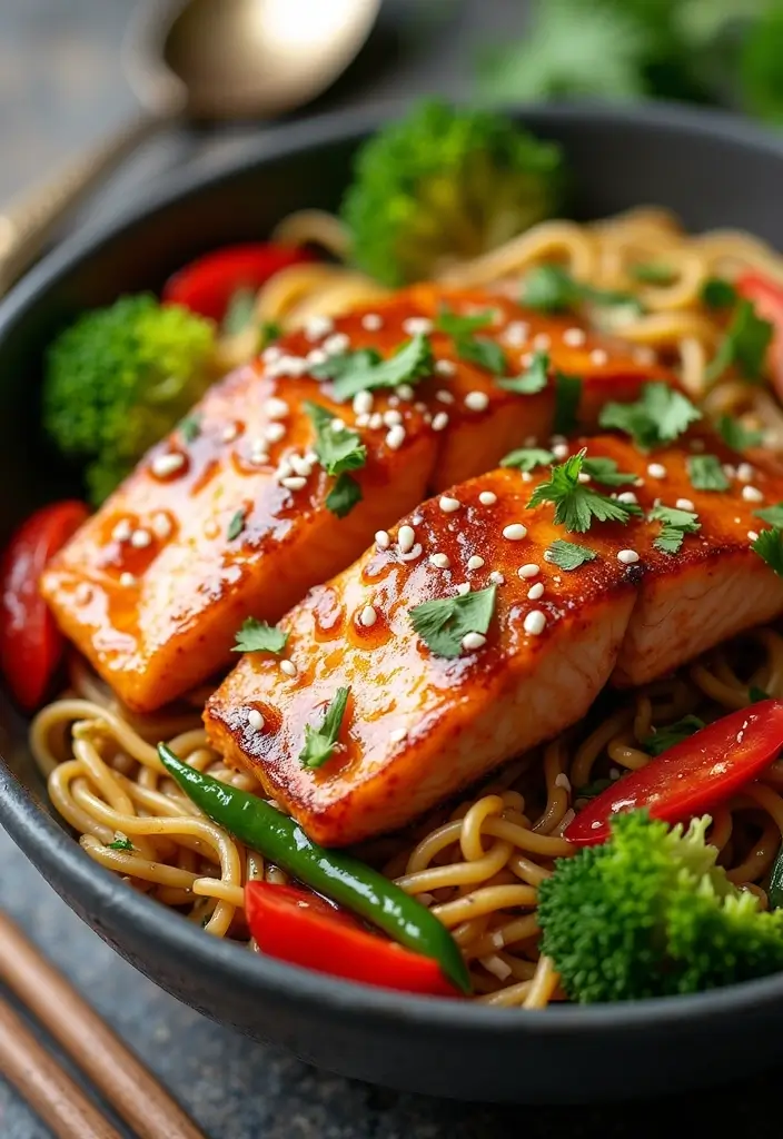 28 Salmon Stir Fry Recipes for Quick Omega-3 Packed Meals 121 28 Salmon Stir Fry Recipes for Quick Omega-3 Packed Meals - 19. Savory Salmon Teriyaki Noodle Stir Fry