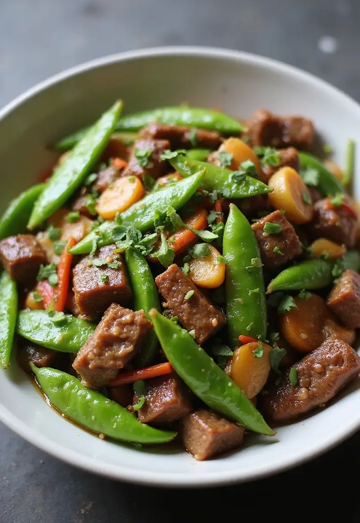 30 Authentic Thai Beef Stir Fry Recipes Full of Aroma - 11. Thai Beef Stir Fry with Snow Peas