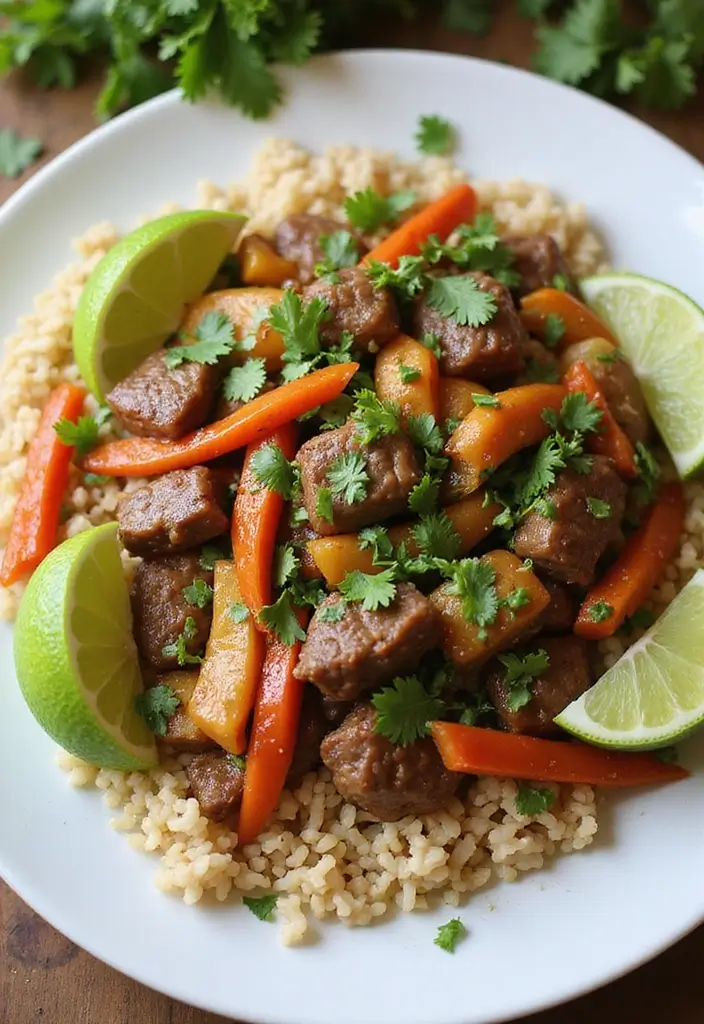 30 Authentic Thai Beef Stir Fry Recipes Full of Aroma - 14. Thai Beef Stir Fry with Cilantro and Lime