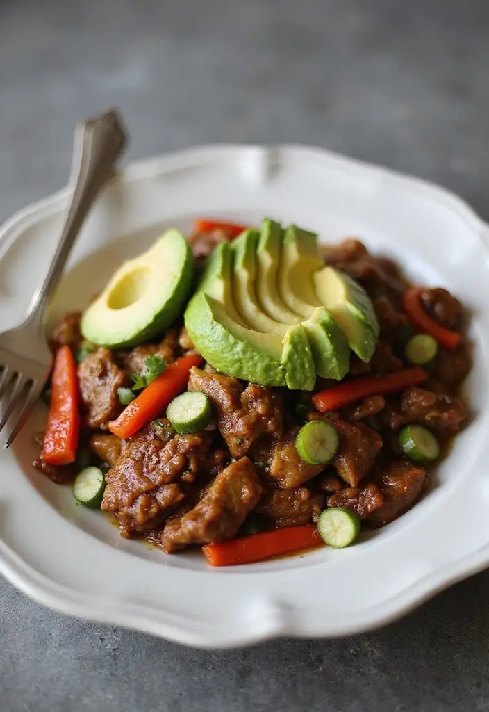 30 Authentic Thai Beef Stir Fry Recipes Full of Aroma - 21. Thai Beef Stir Fry with Avocado