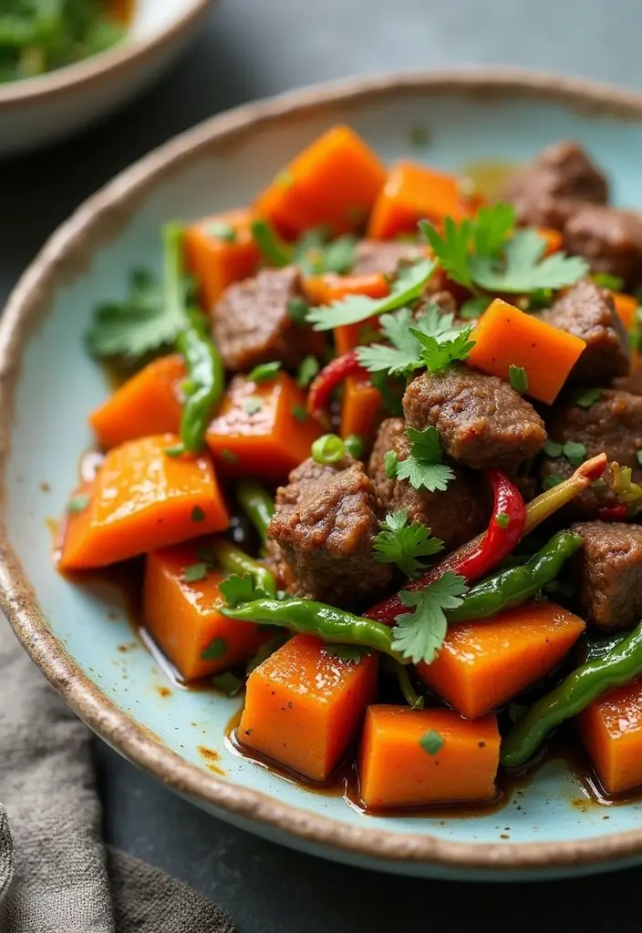 30 Authentic Thai Beef Stir Fry Recipes Full of Aroma - 22. Thai Beef Stir Fry with Sweet Potato