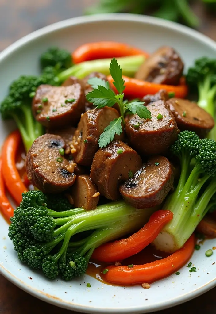 30 Authentic Thai Beef Stir Fry Recipes Full of Aroma - 24. Thai Beef Stir Fry with Bok Choy and Mushrooms