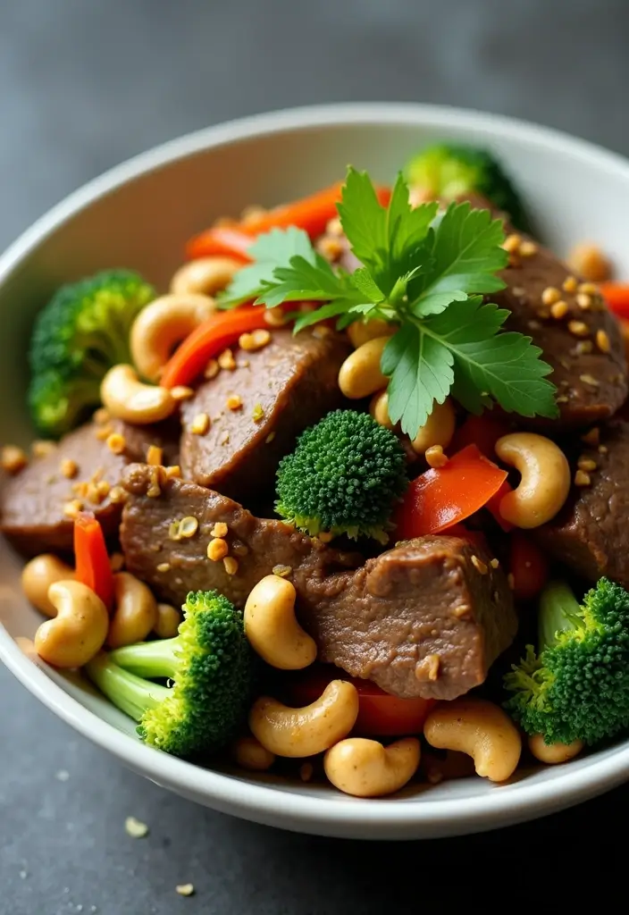 30 Authentic Thai Beef Stir Fry Recipes Full of Aroma - 25. Thai Beef Stir Fry with Broccoli and Cashews