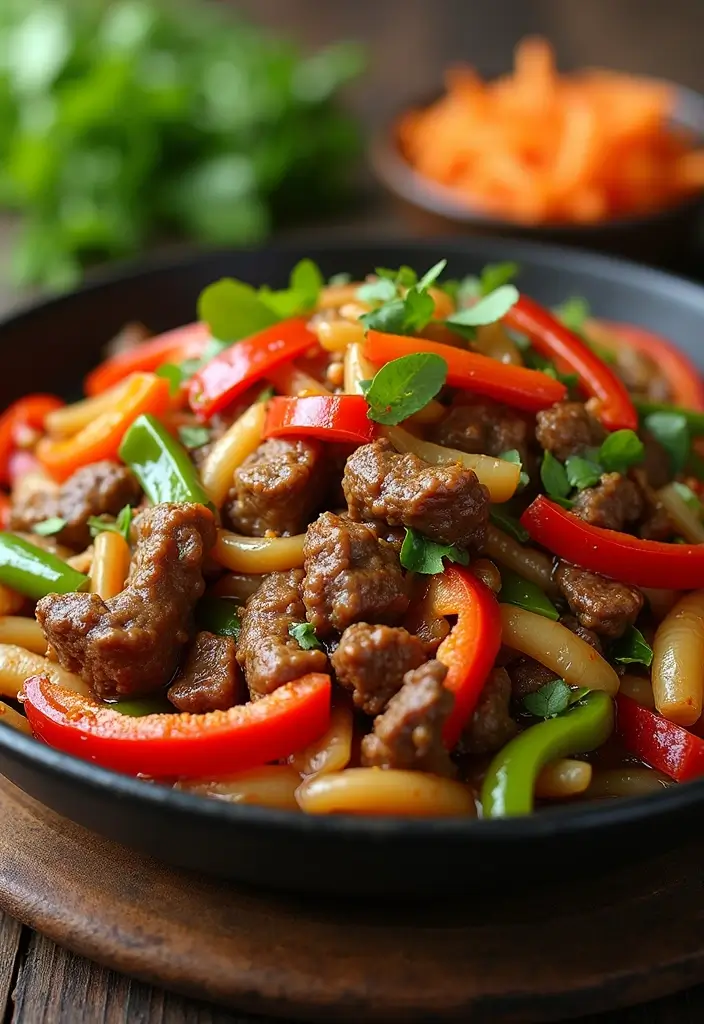 30 Authentic Thai Beef Stir Fry Recipes Full of Aroma - 26. Thai Beef Stir Fry with Bell Peppers and Onions