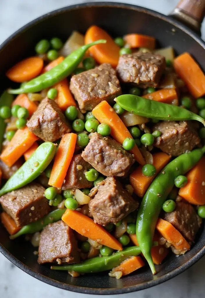 30 Authentic Thai Beef Stir Fry Recipes Full of Aroma - 27. Thai Beef Stir Fry with Peas and Carrots