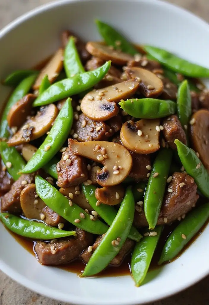 30+ Beef and Mushroom Stir Fry Recipes with Umami Flavor 64 30+ Beef and Mushroom Stir Fry Recipes with Umami Flavor - 10. Beef and Mushroom Stir Fry with Snow Peas