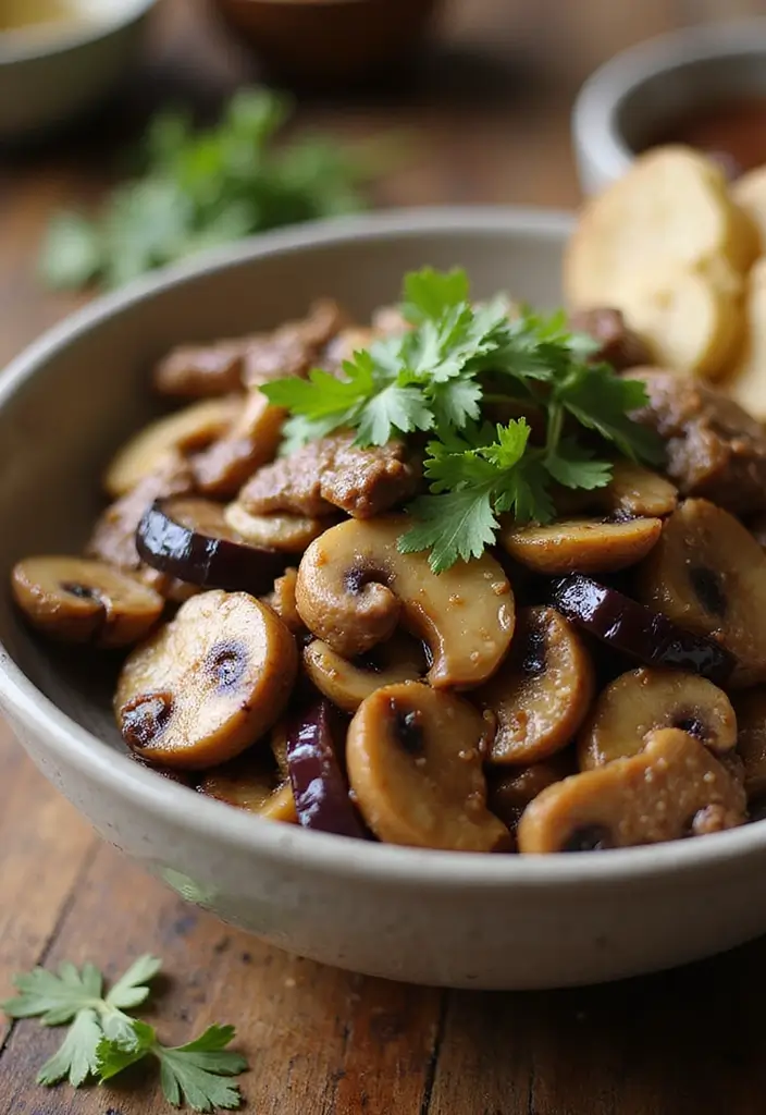 30+ Beef and Mushroom Stir Fry Recipes with Umami Flavor 123 30+ Beef and Mushroom Stir Fry Recipes with Umami Flavor - 19. Beef and Mushroom Stir Fry with Eggplant