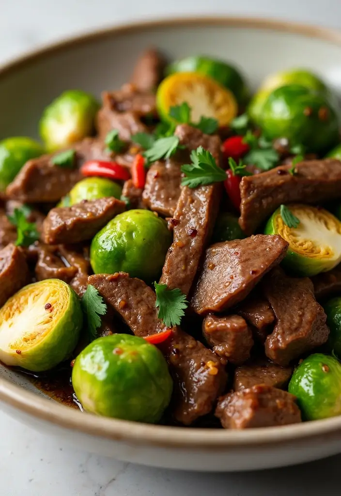 30+ Classic Beef Stir Fry Recipes with Asian Inspiration - 19. Beef Stir Fry with Brussels Sprouts