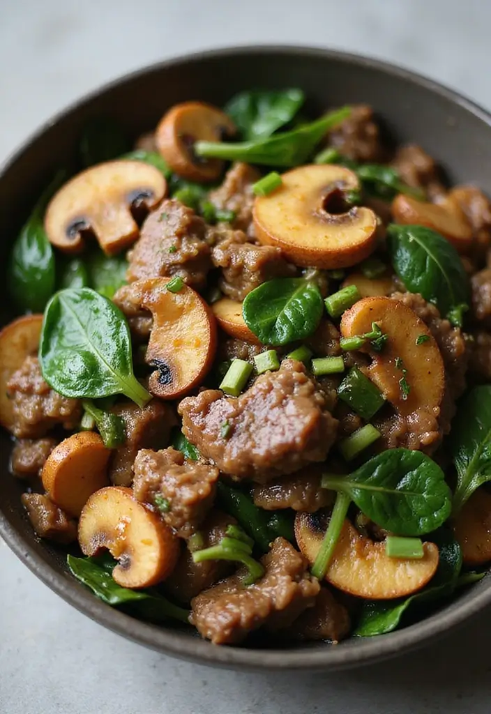 30+ Classic Beef Stir Fry Recipes with Asian Inspiration - 26. Beef Stir Fry with Spinach and Mushrooms