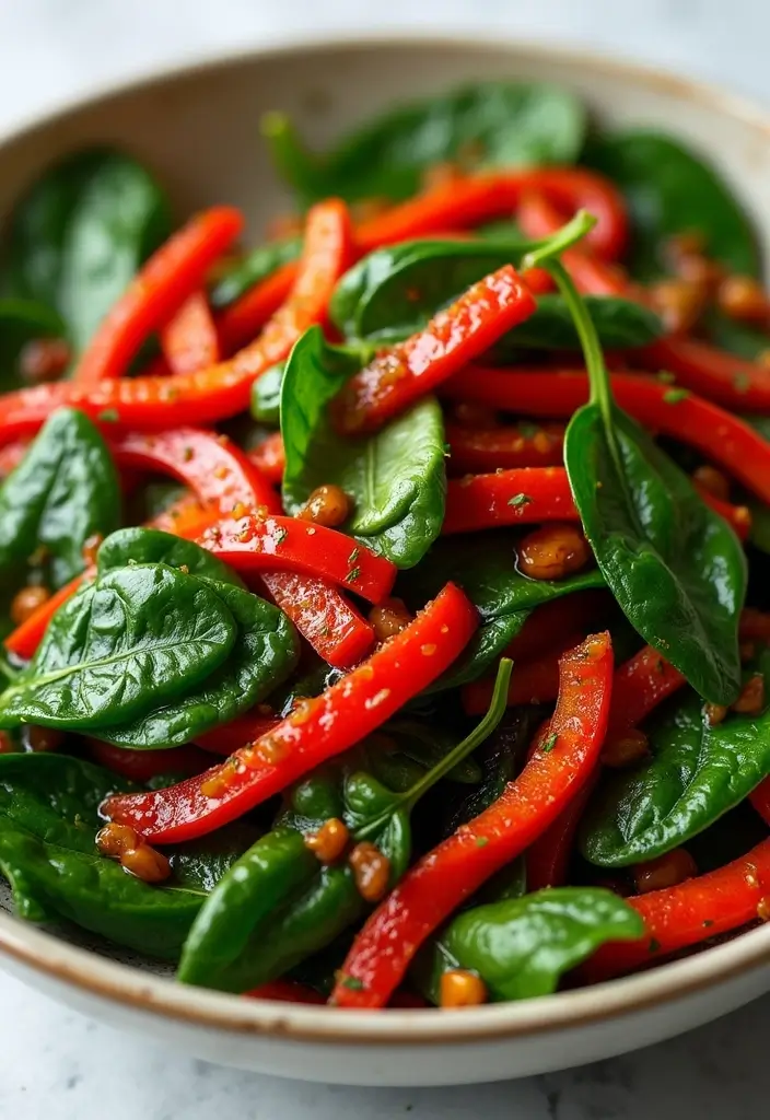 30+ Clean Eating Stir Fry Recipes for Healthy Meals 149 30+ Clean Eating Stir Fry Recipes for Healthy Meals - 23. Roasted Red Pepper and Spinach Stir Fry