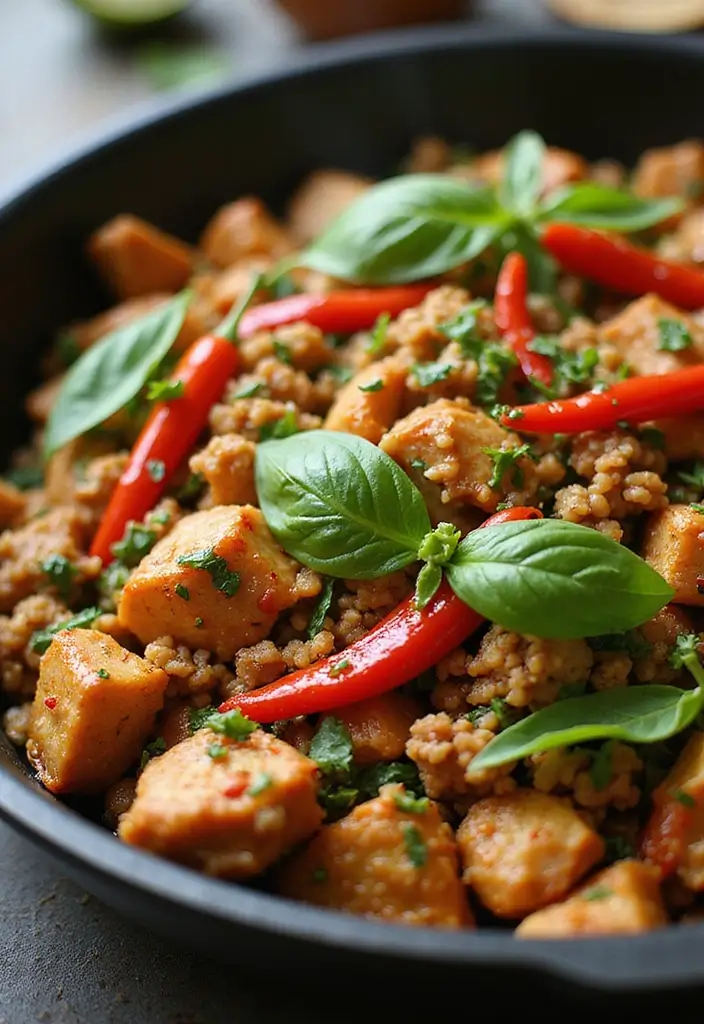 30 Curry Chicken Stir Fry Recipes with Bold Spices 8 30 Curry Chicken Stir Fry Recipes with Bold Spices - 2. Spicy Thai Basil Chicken Stir Fry