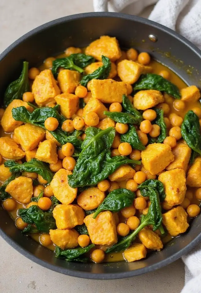 30 Curry Chicken Stir Fry Recipes with Bold Spices 139 30 Curry Chicken Stir Fry Recipes with Bold Spices - 21. Curry Chicken Stir Fry with Spinach and Chickpeas