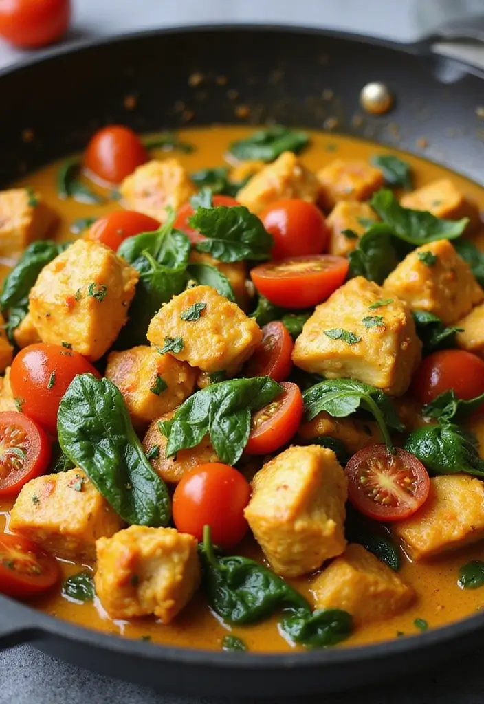 30 Curry Chicken Stir Fry Recipes with Bold Spices 172 30 Curry Chicken Stir Fry Recipes with Bold Spices - 26. Curry Chicken Stir Fry with Tomatoes and Spinach