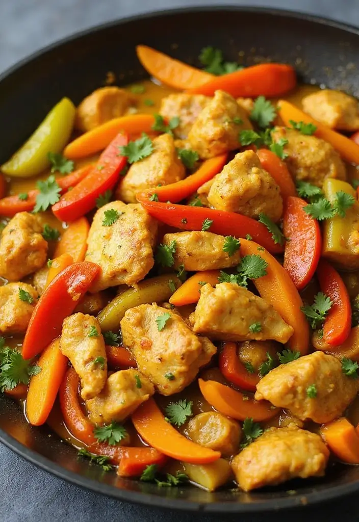 30 Curry Chicken Stir Fry Recipes with Bold Spices 50 30 Curry Chicken Stir Fry Recipes with Bold Spices - 8. Curry Chicken Stir Fry with Bell Peppers and Carrots