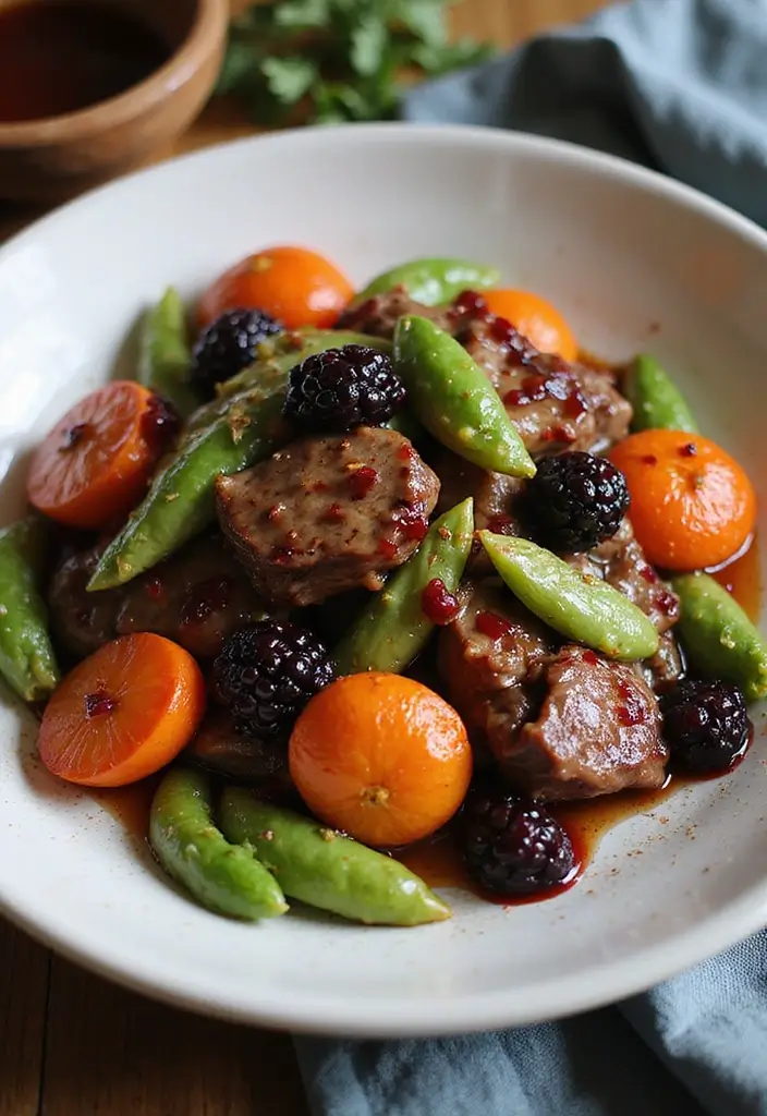 30+ Easy Beef Stir Fry Recipes with Savory Soy Sauce - 28. Beef Stir Fry with Blackberry Sauce