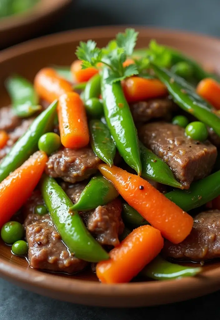 30+ Easy Beef Stir Fry Recipes with Savory Soy Sauce - 3. Beef Stir Fry with Snow Peas and Carrots