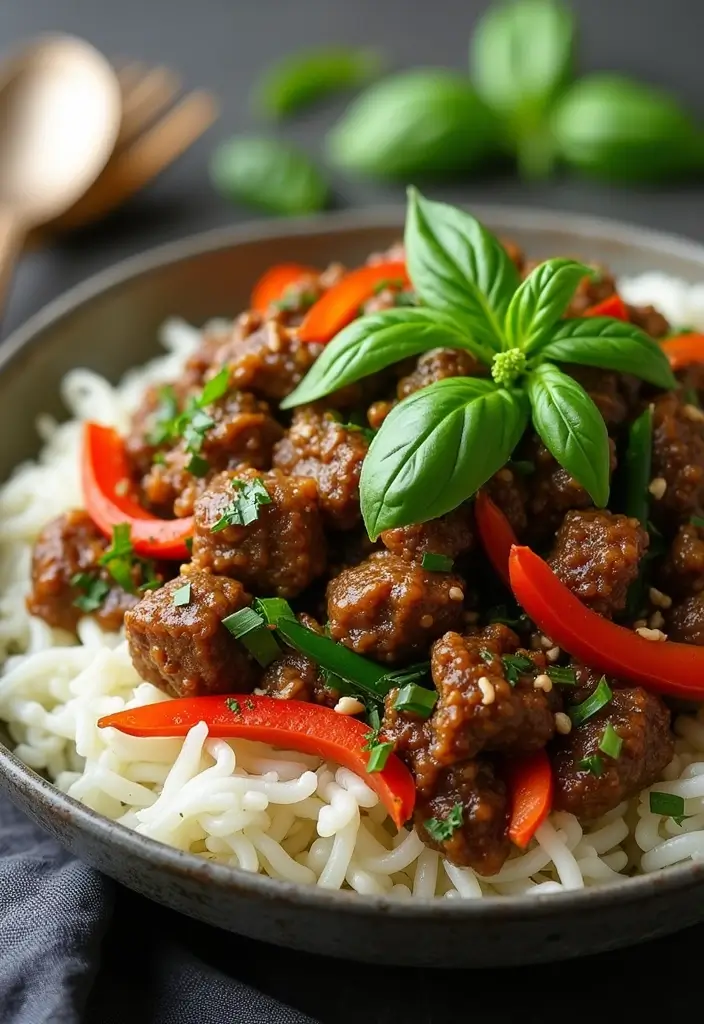 30+ Easy Beef Stir Fry Recipes with Savory Soy Sauce - 7. Thai Basil Beef Stir Fry