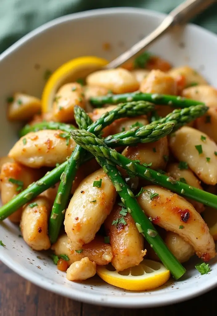 30+ Garlic Chicken Stir Fry Recipes Packed with Aroma 132 30+ Garlic Chicken Stir Fry Recipes Packed with Aroma - 20. Lemon Garlic Chicken and Asparagus Stir Fry