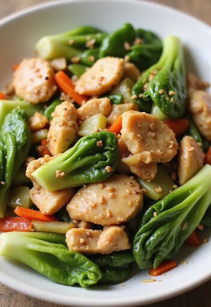 30+ Garlic Chicken Stir Fry Recipes Packed with Aroma 172 30+ Garlic Chicken Stir Fry Recipes Packed with Aroma - 26. Garlic Chicken with Bok Choy Stir Fry
