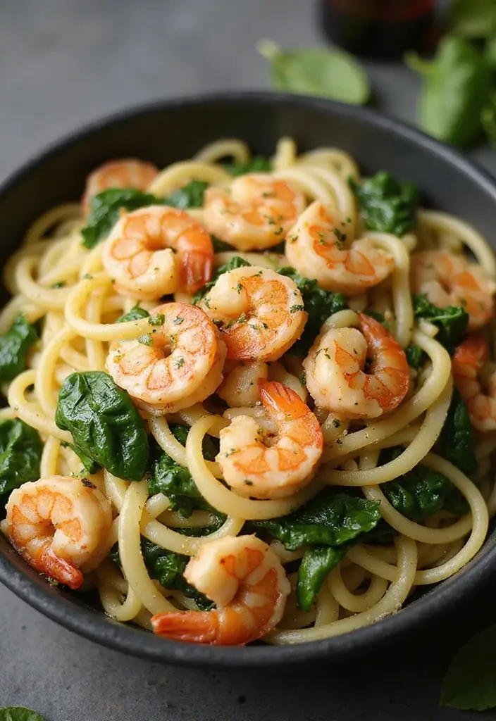30 Healthy Noodle Stir Fry Recipes for Guilt-Free Eating 179 30 Healthy Noodle Stir Fry Recipes for Guilt-Free Eating - 29. Garlic Butter Noodles with Spinach and Shrimp