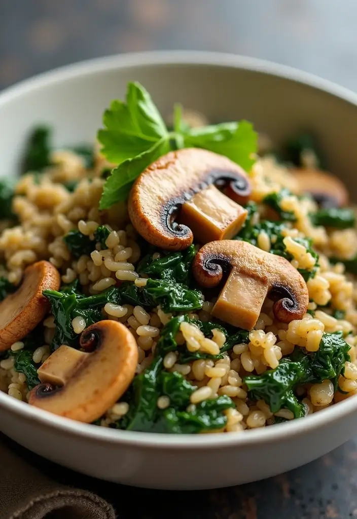 30+ Mushroom Stir Fry Recipes with Earthy and Rich Flavors 200 30+ Mushroom Stir Fry Recipes with Earthy and Rich Flavors - 30. Mushroom and Spinach Rice Stir Fry